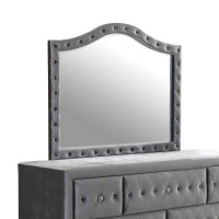 Coaster Furniture 205104 Deanna Button Tufted Mirror Grey